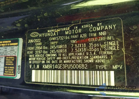 2023 Hyundai Palisade Se from USA, damaged, VIN KM8R14GE3PU500682